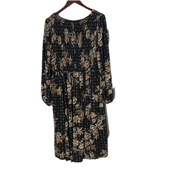 Torrid Smocked Bodice Dress Womens 1X Gauze MIDI Boho Peasant Drapey Flowy Indie - Picture 7 of 8